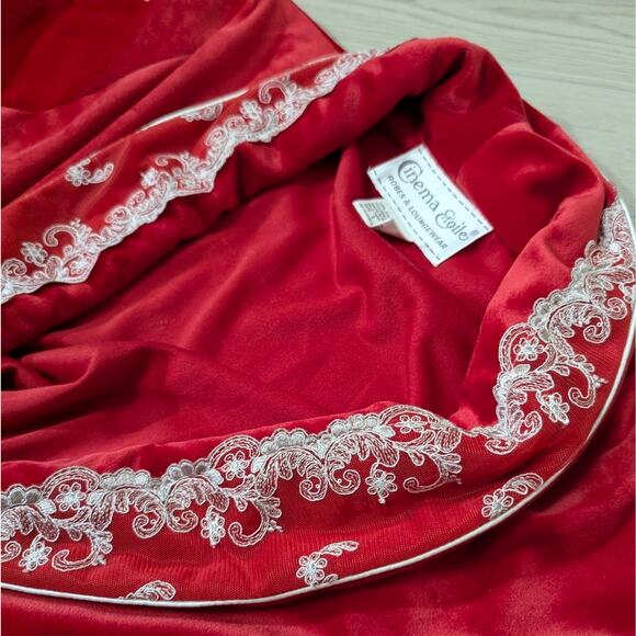 VTG Cinema Etoile size L red crushed velvet robe old cinema, movie star, luxury - Picture 9 of 9